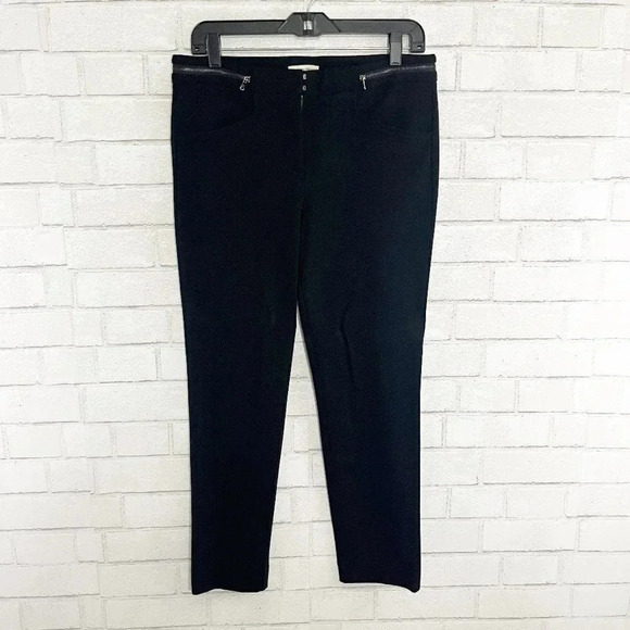Rebecca Taylor Black Taper Leg High Rise Zipper Accent Pants Women's Size 8 - Picture 2 of 8